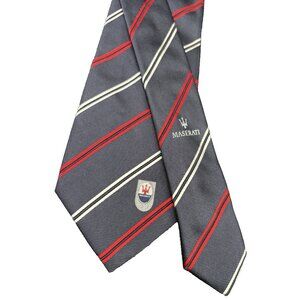 Maserati Club Repp Tie 60" Regimental Trident Logo Luxury Supercar ITALY GUC